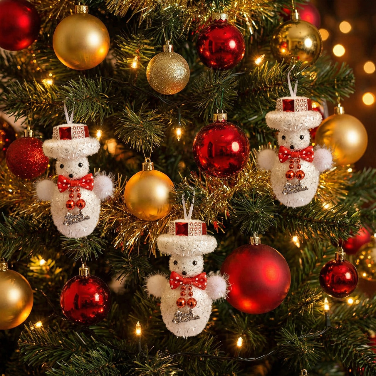 Kitschy Retro Santa Head Ornament | Vintage Tinsel Beard Figurine with Star Cap | Nostalgic Collectible(pack of 3)