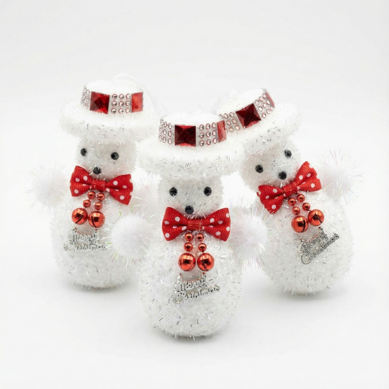 Kitschy Retro Santa Head Ornament | Vintage Tinsel Beard Figurine with Star Cap | Nostalgic Collectible(pack of 3)