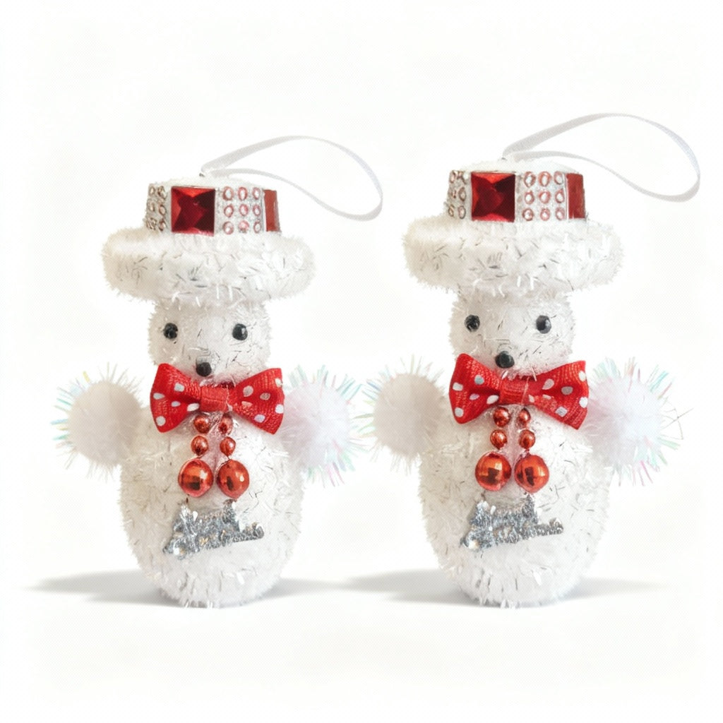 Kitschy Retro Santa Head Ornament | Vintage Tinsel Beard Figurine with Star Cap| Nostalgic Collectible(pack of 2)