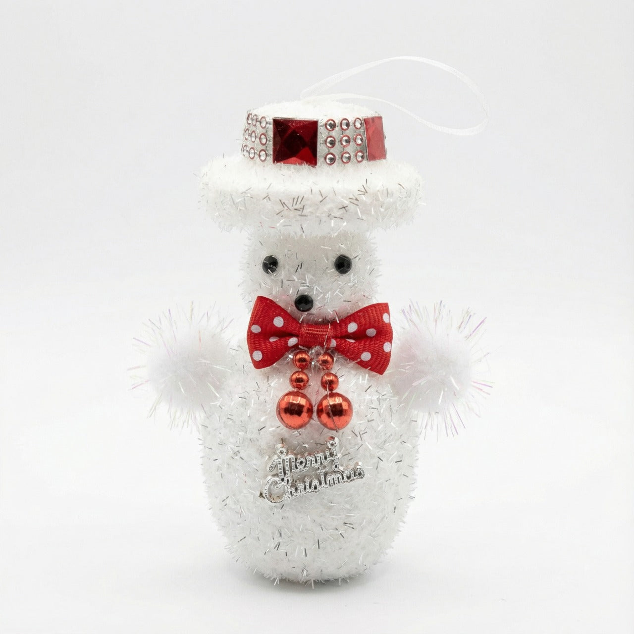 Kitschy Retro Santa Head Ornament | Vintage Tinsel Beard Figurine with Star Cap| Nostalgic Collectible(pack of 1)