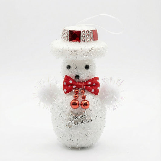 Kitschy Retro Santa Head Ornament | Vintage Tinsel Beard Figurine with Star Cap| Nostalgic Collectible(pack of 1)