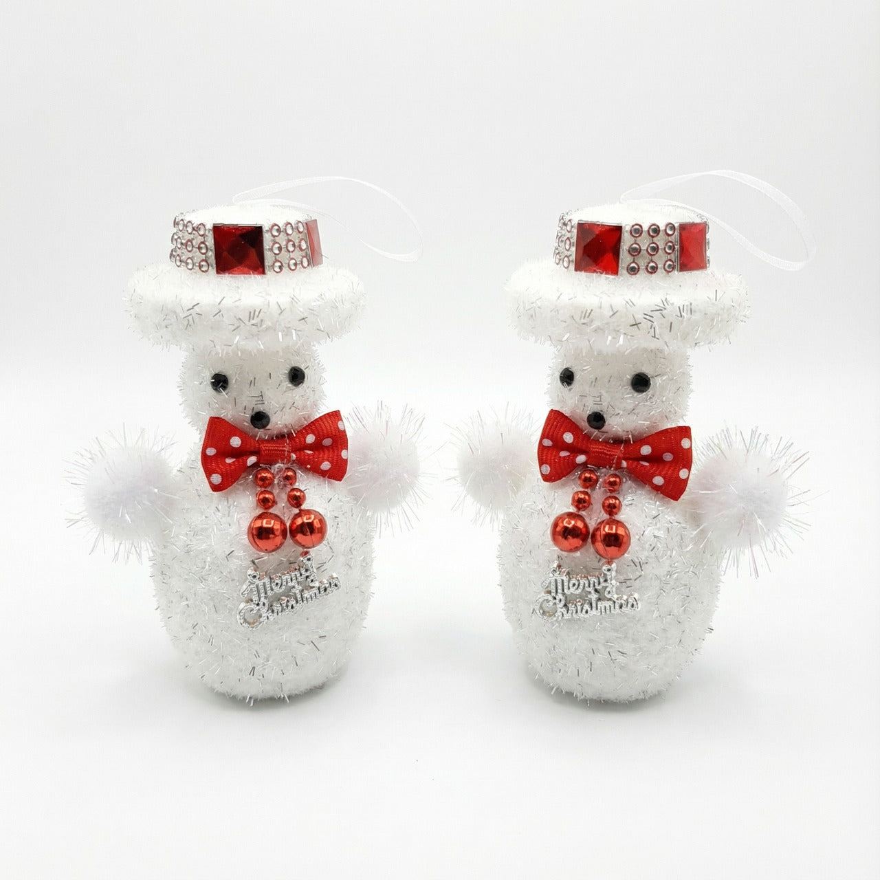 Kitschy Retro Santa Head Ornament | Vintage Tinsel Beard Figurine with Star Cap| Nostalgic Collectible(pack of 2)