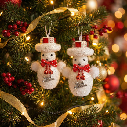 Kitschy Retro Santa Head Ornament | Vintage Tinsel Beard Figurine with Star Cap| Nostalgic Collectible(pack of 2)