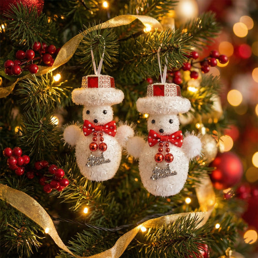 Kitschy Retro Santa Head Ornament | Vintage Tinsel Beard Figurine with Star Cap| Nostalgic Collectible(pack of 2)