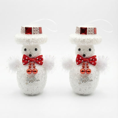 Kitschy Retro Santa Head Ornament | Vintage Tinsel Beard Figurine with Star Cap| Nostalgic Collectible(pack of 2)